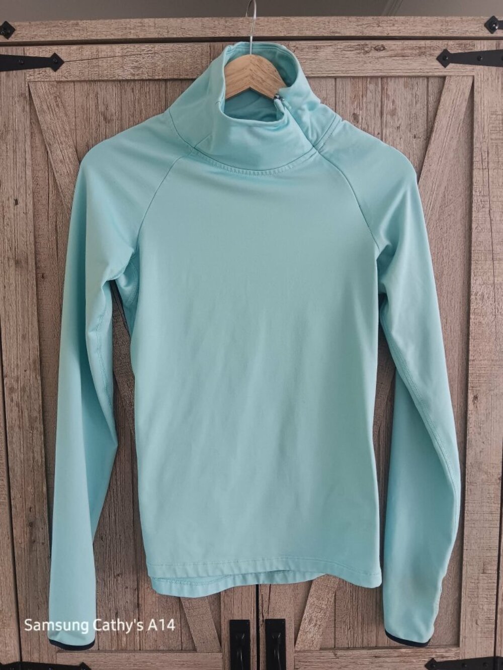 Nike Dri Fit Turquoise Long Sleeve Fleece Lined Top